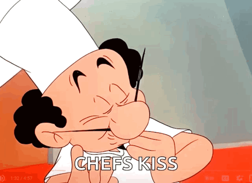 Chef Character Saying Chefs Kiss