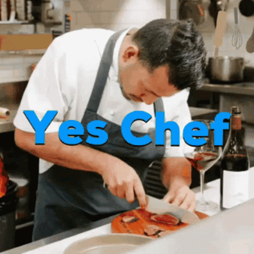 Chef Cutting Pizza Saying Yes Chef GIF