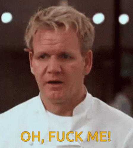 Chef Making Funny Face Saying Oh Fuck Me