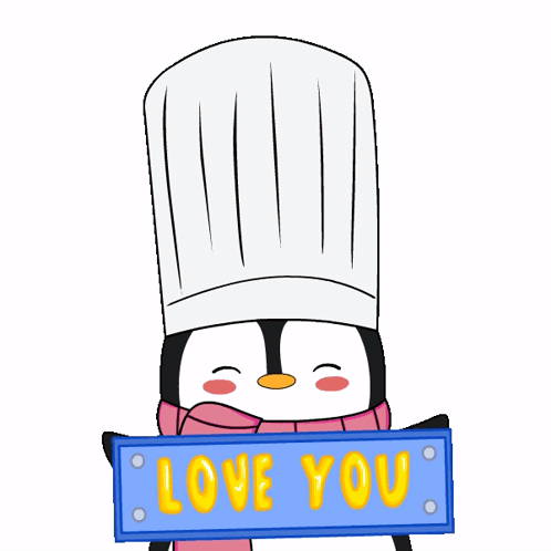 Chef Penguin Heart Love You GIF