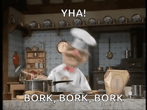 Chef Says Bork Bork Bork in Kitchen