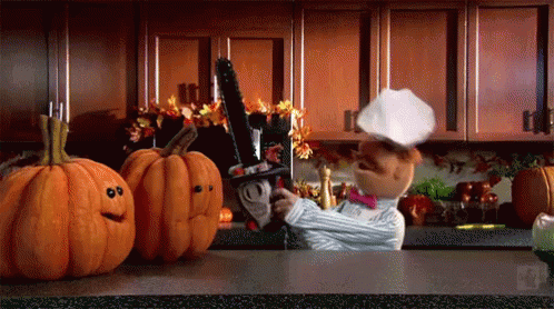 Chef With Chainsaw Wants Pumpkin Dance GIF