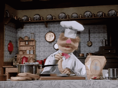 Chef With Mustache And Pink Bow Tie GIF