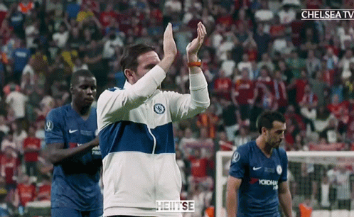 Chelsea TV Showing Soccer Game Blue Jerseys GIF
