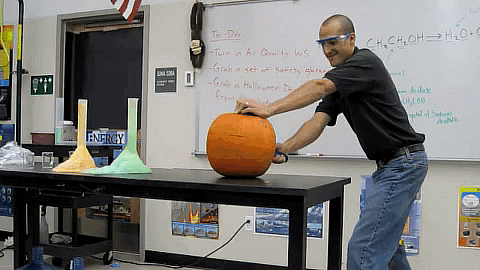 Chemistry Teacher Cool Pumpkin Reaction GIF