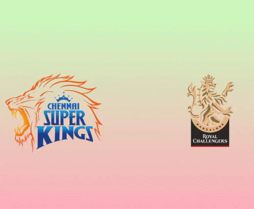 Chennai Super Kings And Royal Challengers Logos On A Pink Background GIF