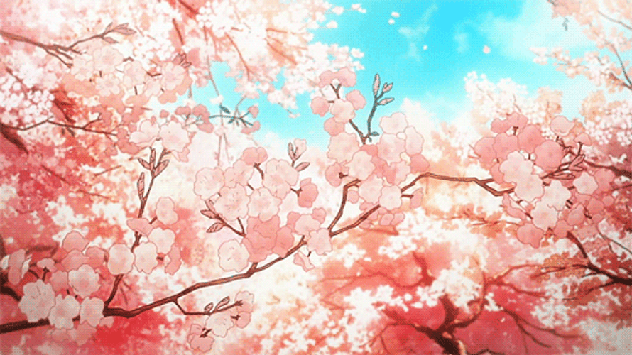 Cherry Blossom Anime Windblown GIF