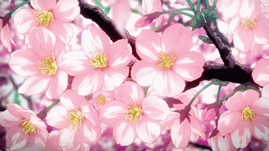 Zoom Background Cherry Blossom Cartoon GIF, gif funny backgrounds 