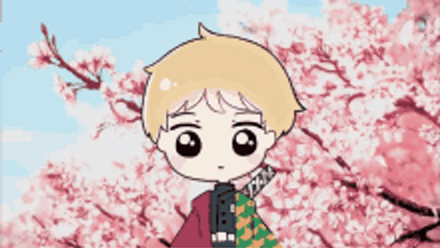 Cherry Blossoms Sakura Pink Flowers Anime Chibi Tanjiro GIF