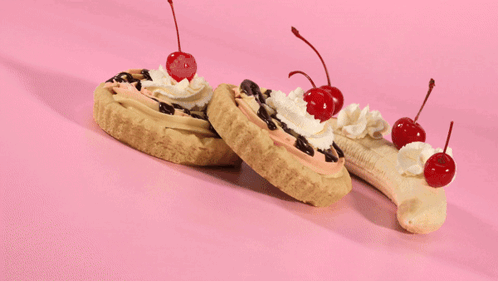 Cherry on Whipped Cream Pink Background