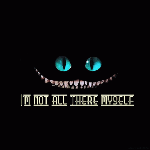 Cheshire Cat From Alice In Wonderland With The Words I 'M Not All There Myself Below It GIF