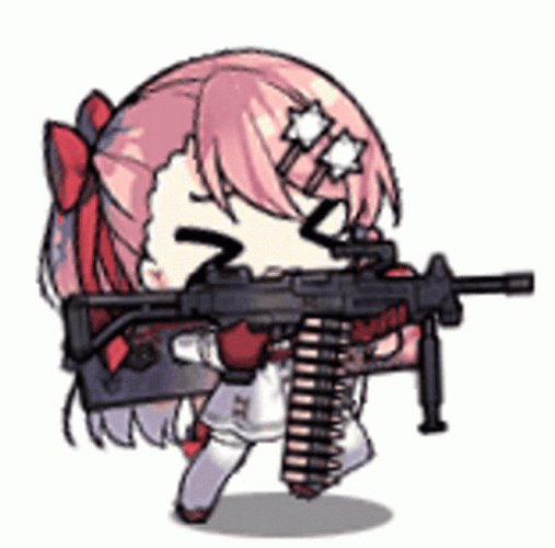 Chibi Anime Machine Gun GIF