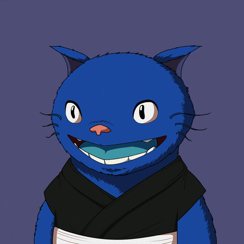 Chibi Blue Cat Kitaro World Drooling GIF