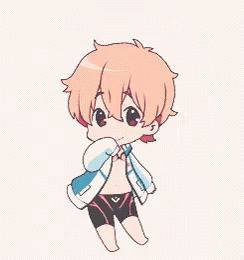 Chibi Boy In Shorts And Jacket GIF