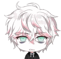 Chibi Boy with White Hair Making Funny Face