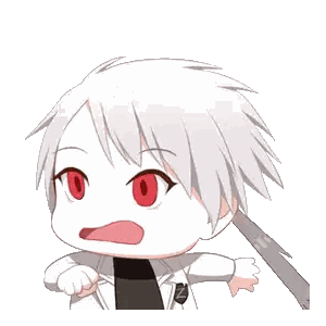 Chibi Character Surprised White Hair Red Eyes