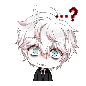 Chibi Character With White Hair and Green Eyes Questioning