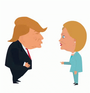 Chibi Clinton And Trump Debate GIF
