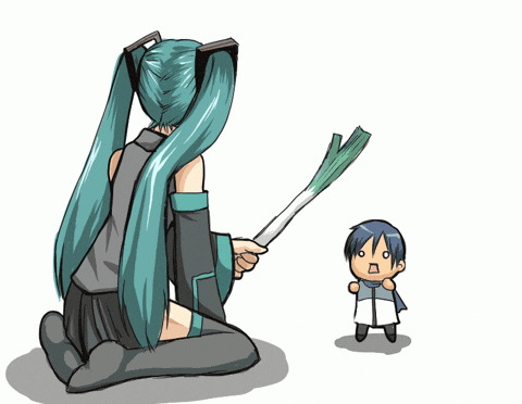 Chibi Hatsune Miku Striking Stick Pole GIF
