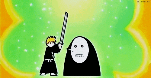 Chibi Ichigo Striking Enemy Bleach Manga Series GIF