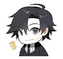 Chibi Man in Suit and Tie Smiling