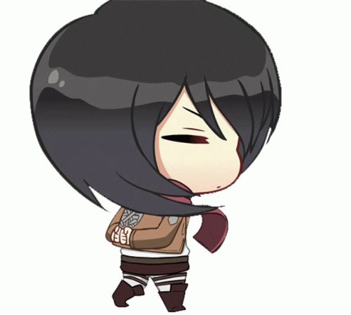 Chibi Mikasa Turning Around GIF