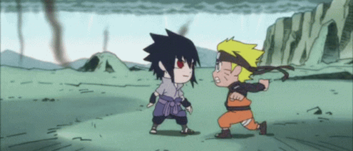 Chibi Naruto Vs Sasuke GIF 
