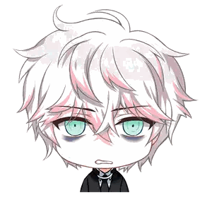 Chibi Person with White Hair and Green Eyes