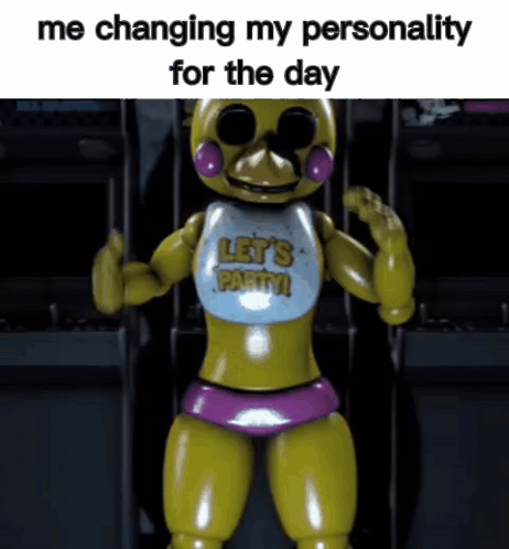 Chica From Five Nights At Freddy 'S Is Wearing A Let 'S Party Shirt . GIF