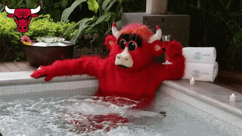 Chicago Bulls Mascot Chilling In A Jacuzzi GIF