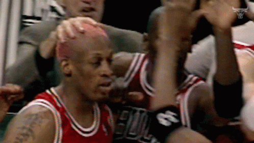 Chicago Bulls Rodman Jordan Hug Celebration GIF