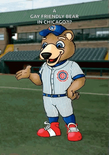 Chicago Cubs Mascot With Gay Friendly Bear Caption GIF