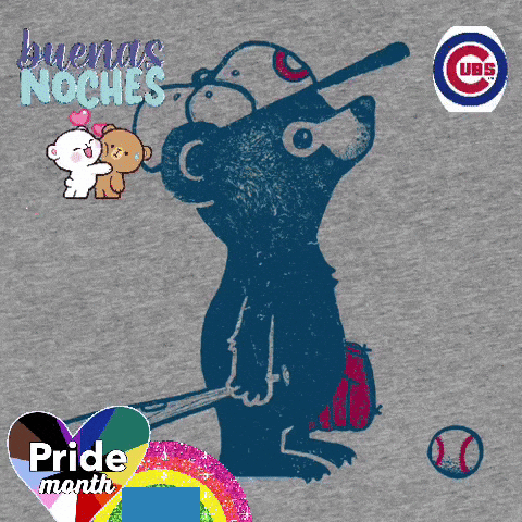 Chicago Cubs T-Shirt Bear Holding Bat GIF