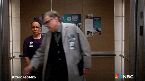 Chicago Med Daniel Charles Sharon Goodwin In Elevator GIF