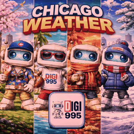 Chicago Weather Poster With Four Robots GIF