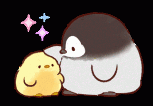 Chick And Penguin Head Pat GIF