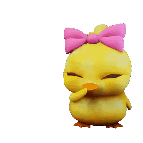 Chick With Pink Bow Holding Pink Heart
