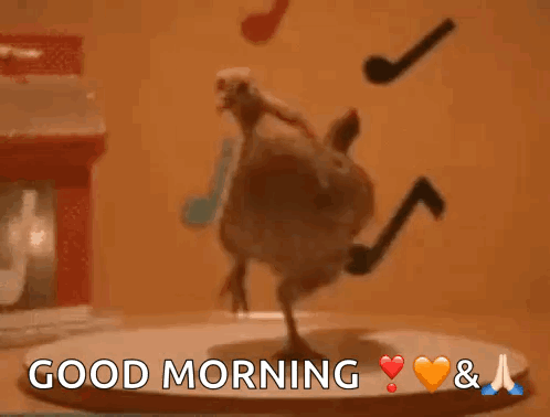 Chicken Dancing Good Morning Hearts GIF