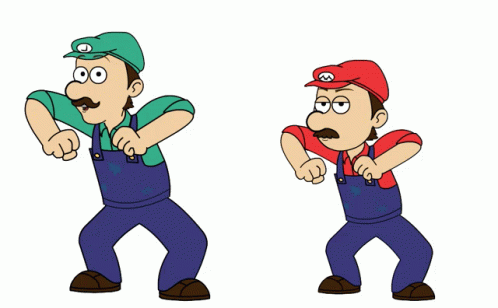 Chicken Dancing Luigi And Mario Left Right GIF