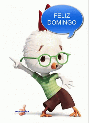 Chicken In Glasses Green Shirt Saying Feliz Domingo GIF