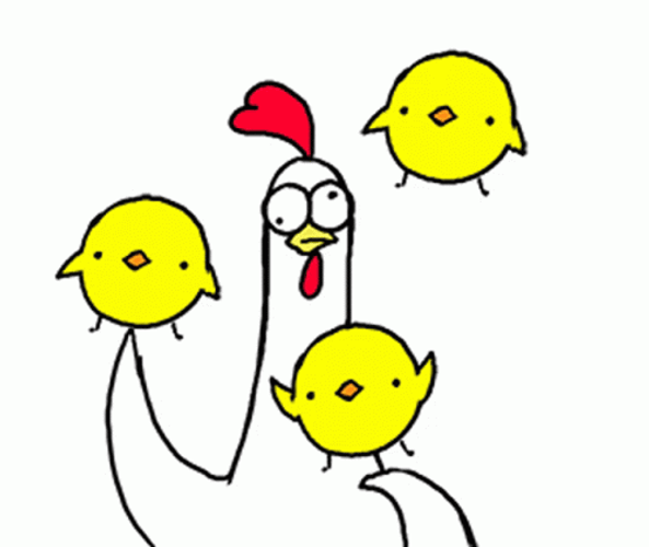 Chicken Juggling Chicks Animation GIF