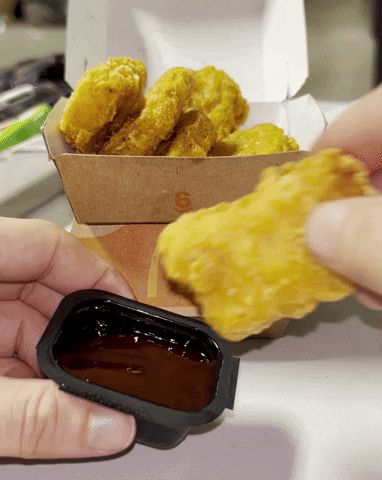 Chicken Nugget Dipping On Sauce GIF
