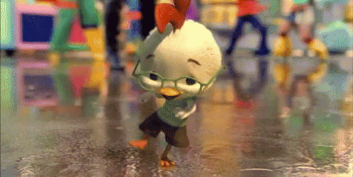Chicken Wearing Glasses Dancing in Puddle