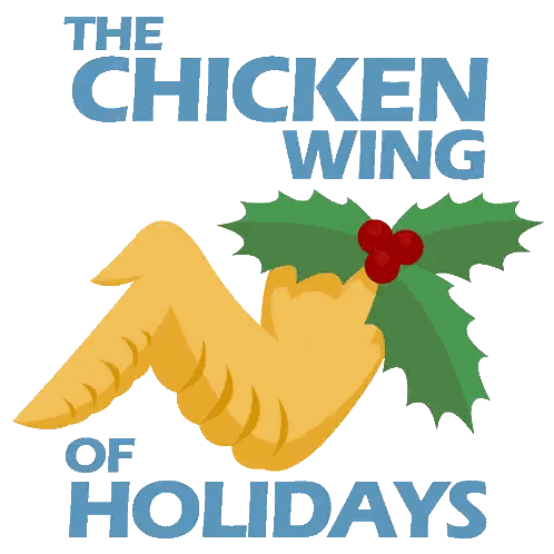 Chicken Wing Holiday Logo with Holly