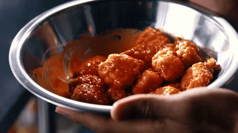 Chicken Wing Swirl In Bowl Of Sauce GIF