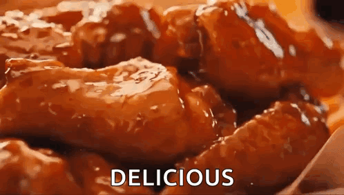 Chicken Wings With Delicious Text GIF