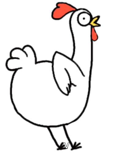 Chicken With Heart on Chest and Hashtag