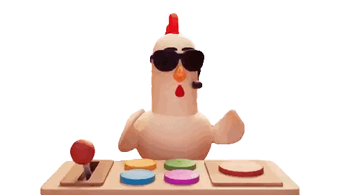 Chicken With Sunglasses And Headset At Table