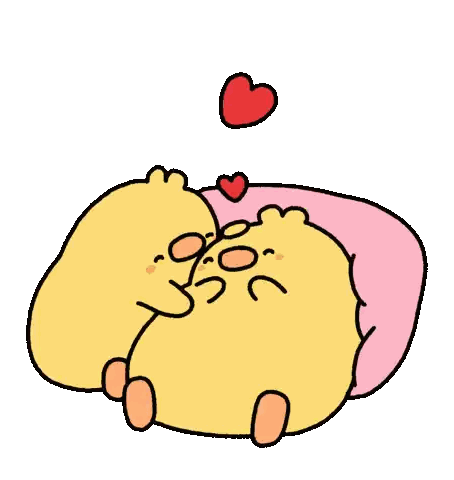 Chickens Hugging With Hearts