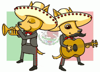 Chihuahuas Playing Music Mexican Flag